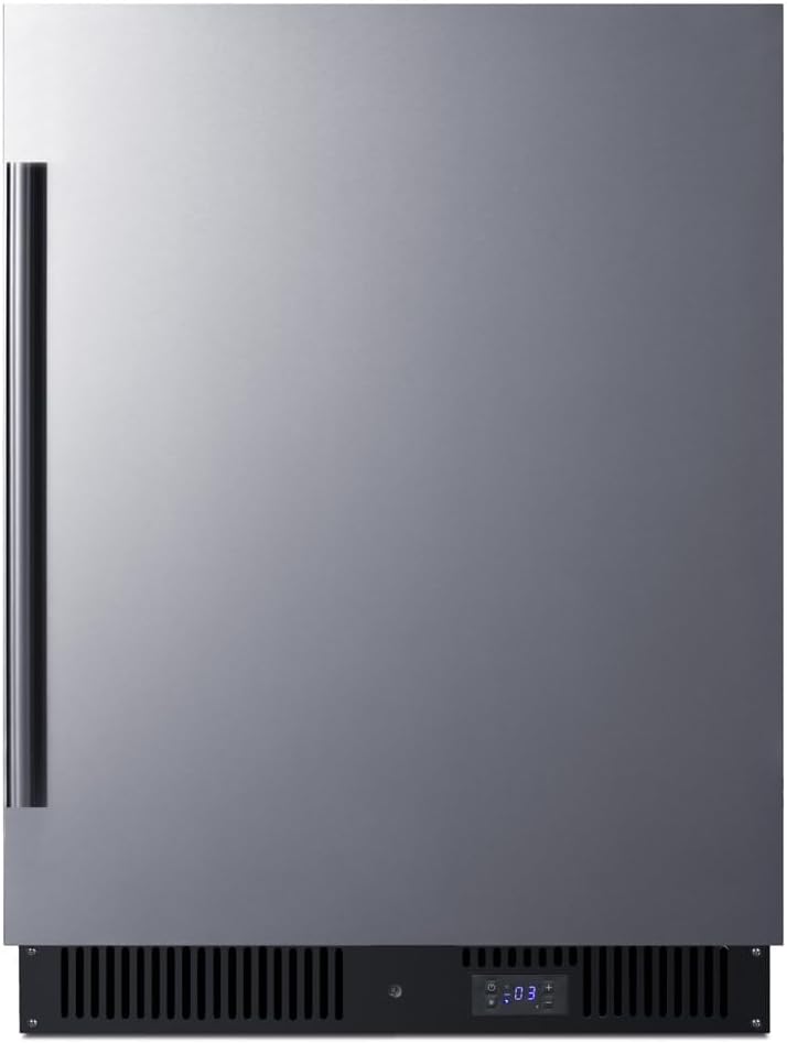 Summit Appliance ALFZ53CSS 24" Wide Built-In All-Freezer, ADA Compliant, Stainless Steel, 3.7 cu.ft Capacity, Digital Thermostat, High Temperature Alarm, Recessed LED Light, Factory Installed Lock
