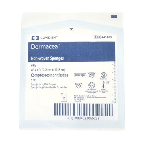 Cardinal HealthTM DermaceaTM Standard Non-Woven All-Purpose Gauze Sponge, Sterile, 4 x 4IN, 6 Ply, 441405, Case of 600 miniatura 1