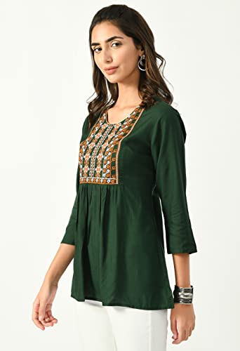 Image of GLAMEO Women's Rayon Classic Heavy Embroidery Stylish Top
