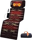 Ganzkörper-Massagematte mit Wärmefunktion, abnehmbarem Nackenmassagegerät, verschiedenen Massagemodi für den ganzen Körper, Massagekissen mit 10 Vibrationsmotoren und 9 Geschwindigkeitsstufen für