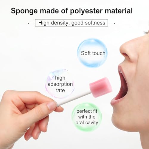 Mundschwämme Steriler Dental Tupfer, 50 PCS Mundpflege Schwamm Tupfer, Reinigung Mund Tupfer, Mundhygieneschwamm, Mundpflegetupfer Wattestäbchen, Mundpflegestäbchen Schaumstoff für Mundhygiene, Rosa