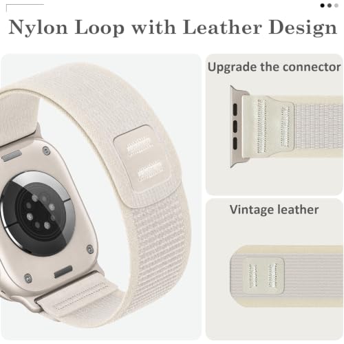 Image of MRAIN-H Nylon Leather Design Compatible with Apple Watch Bands for Men Women Series 11 10 9 8 7 6 5 4 SE 3 2, Soft Stretchy Sport Band for iWatch 42mm 41mm 40mm 38mm