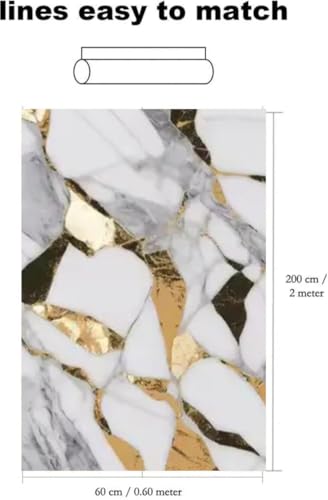 Image of D-fix Marble Peel and Stick Wallpaper for Home Decor, Waterproof Self-Adhesive Wall Stickers for Kitchen, Bathroom, Living Room - Wall Paper (60X200 CM (White Golden Line)