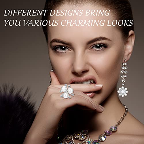 45 Pieces Pearl Rhinestone Buttons Faux Pearl Embellishments Silver Snowflake Brooch Alloy Floral Pendants For Jewelry Making Crafts Clothes Bags Shoes Supplies And Wedding Bouquet, 9 Styles #TOP6