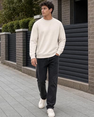 Image of Nobero Sweatshirts for Man Stylish | 280 GSM Rich Cotton Fleece Solid Regular Fit Full Sleeve Sweatshirt for Men | Stylish Casual Wear Winter Crew Neck Sweatshirt for Men