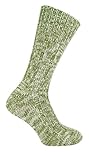 1 Pair Mens Thick Warm Cushioned 100% Wool Hiking & Walking Socks for Outdoors (6-11, Green)