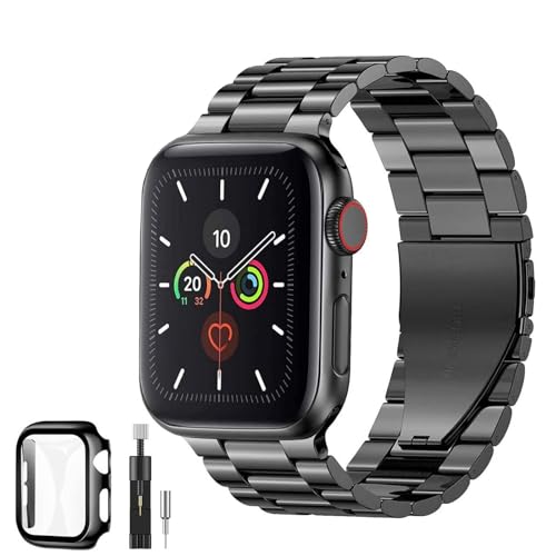 [YOFITAR] for Apple Watch �o���h �ی�P�[�X�t�� �X�e�����X�� series 11/10 42mm�Ή� iWatch �o���h Apple Watch�A�N�Z�T�� �����������t���i42mm�C�u���b�N�j