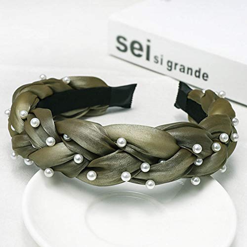 Preisvergleich Produktbild HUIQING Haargummis Stirnbänder für Frauen Haarschmuck Krawatte Kopfwickel Breite Simulation Perlen Kopfbedeckung Gepolsterte Haarbänder