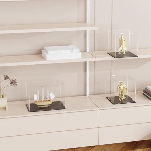 Image of Design Acrylic Transparent Rectangular Storage Box Self Assemble Collectibles Box Alternative Glass Case for Display Action Figure Toys 2 Pack (6x6x6 inch; 15x15x15 cm)