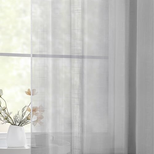 Image of TWOPAGES Light Grey Pinch Pleated Sheer Curtains, 100 inch W x 96 inch L, 2 Panels