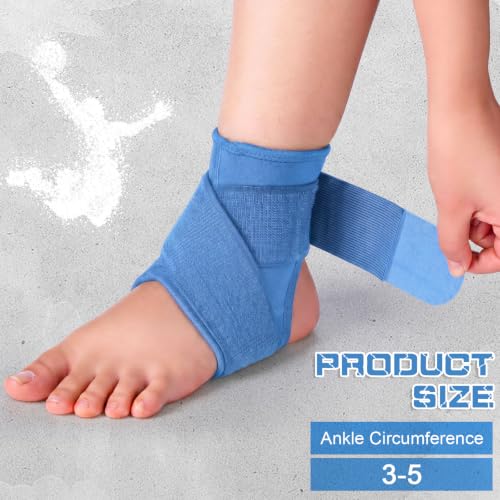 Image of Honoson 2 Pcs Ankle Brace Kid Ankle Support Youth Neoprene Lace up Compression Sleeve Foot Brace Stabilizer with Adjustable Strap for Sport Sprained Plantar Fasciitis Achilles Tendonitis(Light Blue,S)