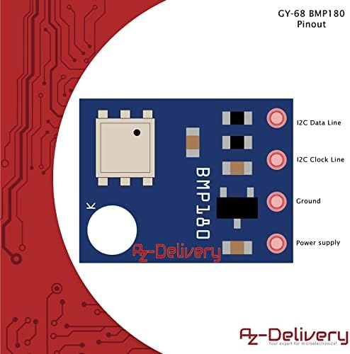 AZDelivery 3 x GY-68 BMP180 Digital Barometric Pressure Temperature and Altitude Sensor Module Board compatible with Arduino and Raspberry Pi including E-Book!