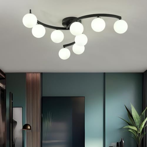 Wumydumy Mid Century Glass Globe Semi Flush Mount Ceiling Light