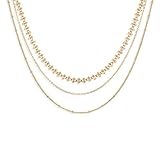 Fettero Dainty Layered Gold Choker Necklace,14K Gold Filled Boho Layering Chain Choker for Women and Girls