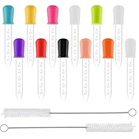 12PCS Pipettes Dropper, 5ml Silicone Liquid Droppers with 2 Cleaning Brushes, Multicolour Pipette for Children, DIY Crafts, Science Experiments, Pet Feeding, Baby Feeder