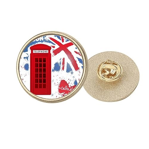 Broche ronde en métal doré drapeau britannique Londres taille M pour veste et chapeau