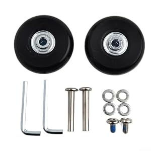 Leise Gummi-Trolley-Räder mit Doppellager, robustes Gepäckrollen-Reparatur-Set für Koffer-Ersatz, Spinner-Rad-Set inkl. Achsen und Schrauben (43 mm x 18 mm)