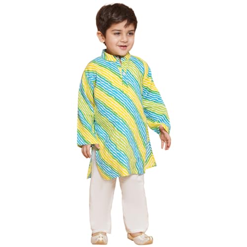 Image of AJ DEZINES Kids Ethnic Wear Cotton Printed Kurta Pyjama Set For Boys
