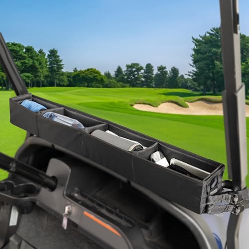 SAMXOMAP Golf Cart Inner Front Storage Basket No Drilling Required Foldable Universal 1680D Oxford Fabric Organizer Tray for EZGO TXT Club Car DS Precedent Yamaha Drive
