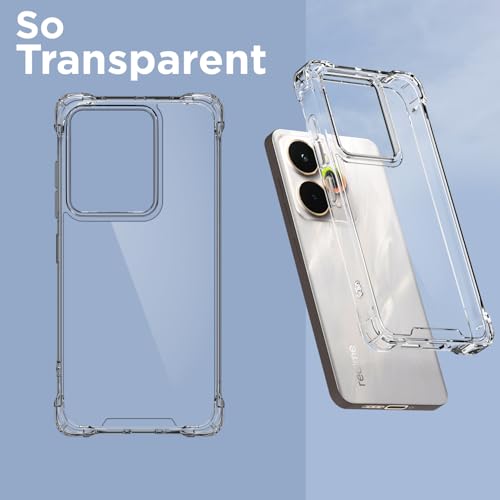 Image of Pikkme Back Cover for Realme 15 5G PC + TPU Clear Transparent Raised Edges Shockproof Protective Phone Bumper Case(Transparent)