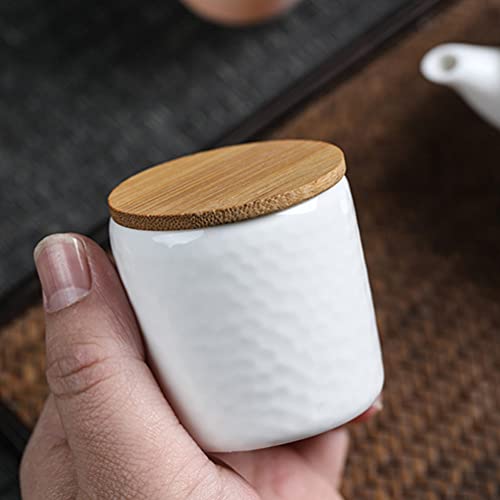 DOITOOL Pote de armazenamento de cerâmica com vedação e tampa de bambu, pote de cerâmica para chá de