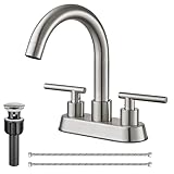 Cinwiny Bathroom SUS304 4 Inch Centerset Sink Faucet Brushed Nickel Double Handles Swivel Spout Deck