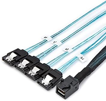CableCreation Internal HD Mini SAS Cable 0.5M / 1.6FT, Internal HD Mini SAS (SFF-8643 Host) - 4X SATA (Target) Cable, SFF-8643 to 4X SATA Cable, SFF-8643 for Controller, 4 Sata Connect to Hard Drive