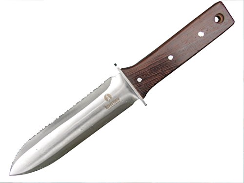 Hori Hori Multi-use Japanese Garden and Camping Knife/Digging Tool–(A Gardeners Dream) Thick Sharp Stainless Steel Blade - Heavy Riveted Leather Sheath - Whetstone Sharpening Stone