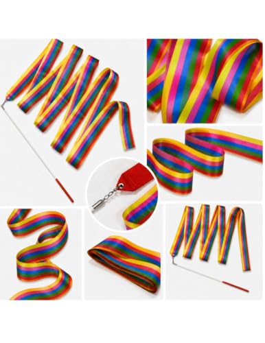 Image of BookMyCostume Gymnastic & Rhythmic Dance Ribbon Wand Collection - 2-Meter Ribbon Sticks - Ideal for School Sports Day & Gymnastic Training - Fancy Dress Costume Accessories for Kids, Teens & Adults