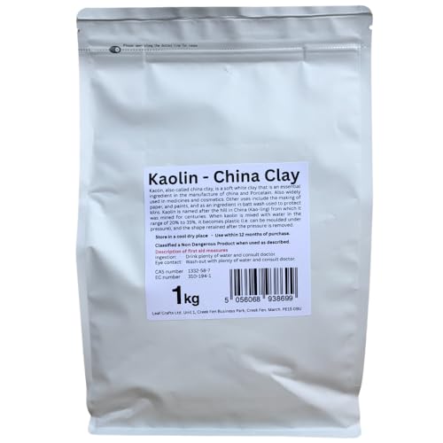 Trustleaf Arcilla china blanca caolín de 1 kg, 100% natural, (bolsa de 1 kg)