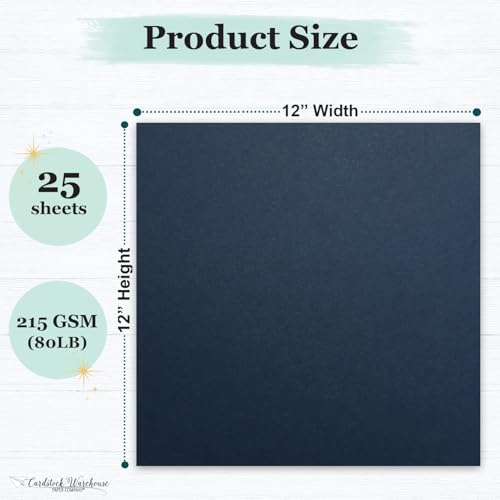 NIGHTSHIFT Blue/Dark Navy Blue Cardstock Paper - 12 x 12 inch Premium 80 LB. Cover from - 25 Sheets from Cardstock Warehouse
