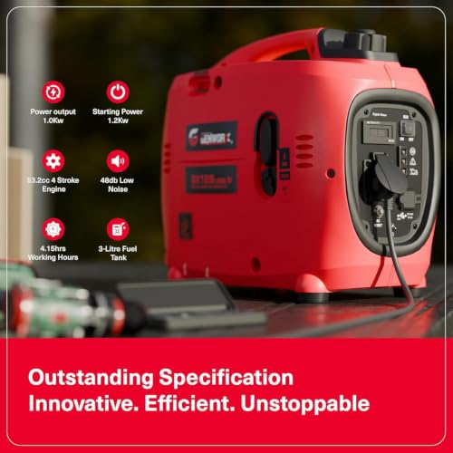 Image of JPT Proseires Genworx 1000W /1.0KW Small & Compact Manual Start Inverter | Lightweight Petrol Generator | With Advanced Frequency Control | Ideal for Camping, Outdoor Events & Home Backup