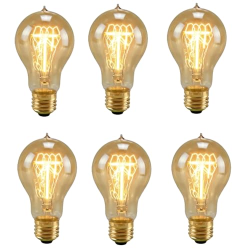IWOPAN Warm Edison Incandescent Light Bulbs 75 Watt Dimmable A19 Antique Vintage Oldfashioned E26 60+ Incandescent Light Bulbs (6 Pack)