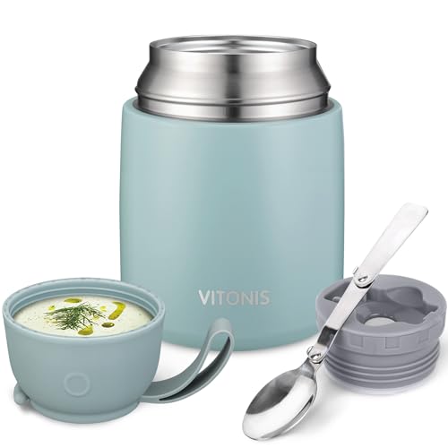 VITONIS Thermobehälter für Essen 500ml Edelstahl Isolierbehälter Gefäß für warme Speißen, Essen, Suppe… – Ansicht 1