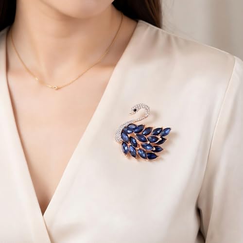 Image of Mahi Sparkling Studed Crystals Swan-Shaped Brooch Clothing Accessories for Women (PABP1101151PR)