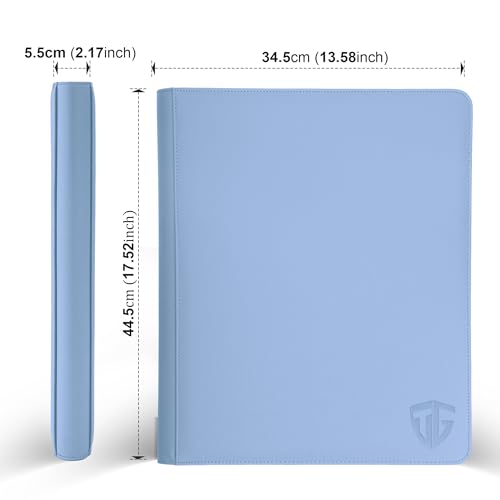 Image of 16 Pockets Trading Card Zipper Binder for 1000+ Cards| Secure Side Loading Pockets | Trading Card Album Folder | Compatible with YuGiOh, MTG,Sports Cards (Blue 16)