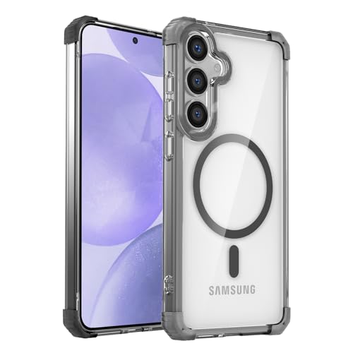 Funda magnética para Samsung S25 YOUULAR carcasa transparente negra