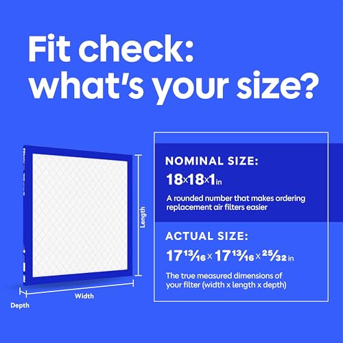 Image of Filtrete 18x18x1 Air Filter, MERV 13 MPR 1900, Allergens, Bacteria, Viruses & Air Pollutants, 3-Month AC /Furnace Filters, Cleaner Air Reliable Airflow, 6 HVAC Filters(Act Size 17.81x17.81x0.78 in)