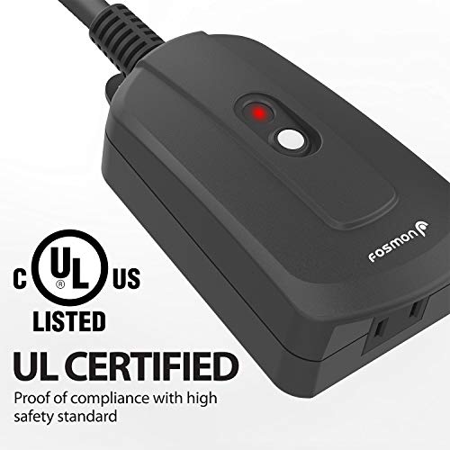 Fosmon Outdoor Indoor Wireless Remote Control 3-Prong Outlet - Ul Listed (3 Receiver, 1 Remote), (13A 125V 1625W) Heavy Duty Waterproof Grounded Electrical Plug In Remote Light Switch, 100Ft Range #TOP5