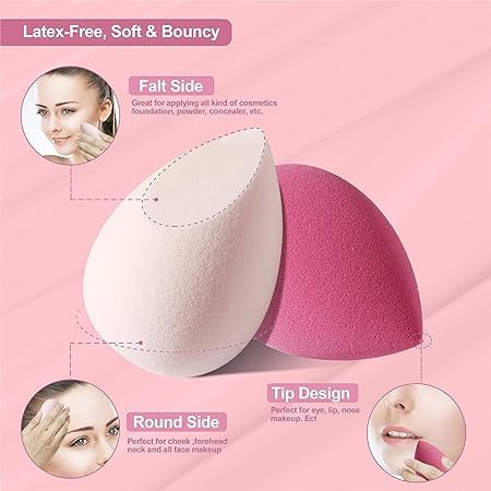 Image of Guriya 4-Piece Foundation Blending Sponge Set - Professional-Grade Makeup Sponges for Flawless Coverage, Precision, and Versatility, Latex-Free, Suitable for All Skin Types and Tones.