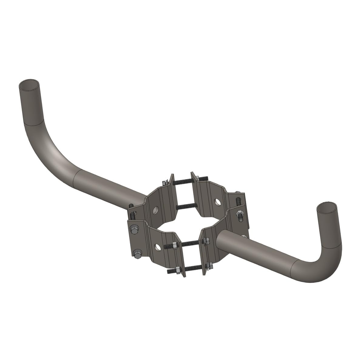 2 Arm Mounting Bracket for Wood Pole with 7-10 inches Diameter,Bronze Side Tenon Adapter for Round Pole,Galvanized Steel