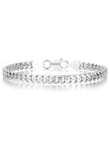 Asdull 925 Sterling Silver Cuban Bracelets 5Mm Silver Bracelets For Women Cuban Link Bracelet For Men 6.5 Inches #TOP21