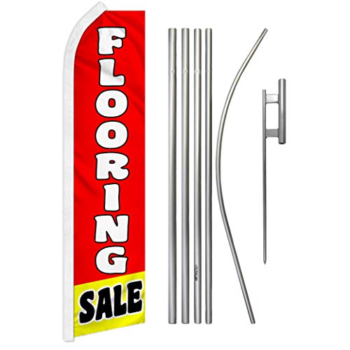 Flooring Sale Swooper Advertising Flag & Pole Kit - Perfect for Appliance & Hardware Stores, Flooring Outlet Stores, Home Remodeling