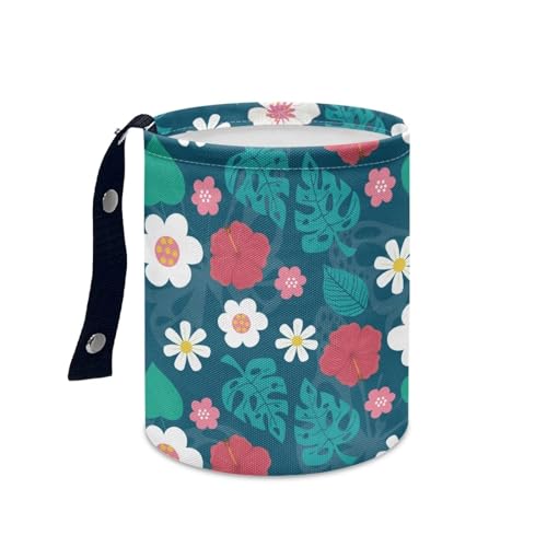 Image of Tropical Daisy Car Trash Bin Universal Front Back Seat Garbage Bags for Car, Office, Home, Travel Camping Accessories, Potable Car Rubbish Bin, Easy to Install