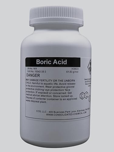 CCS CONSOLIDATED CHEMICAL & SOLVENTS Boric Acid 99.9% - Premium Multipurpose Cleaner - Kitchen Cleaner, Laundry Stain Remover and Deodorizer, Manufacturing - Industrial Grade Strength - 250g