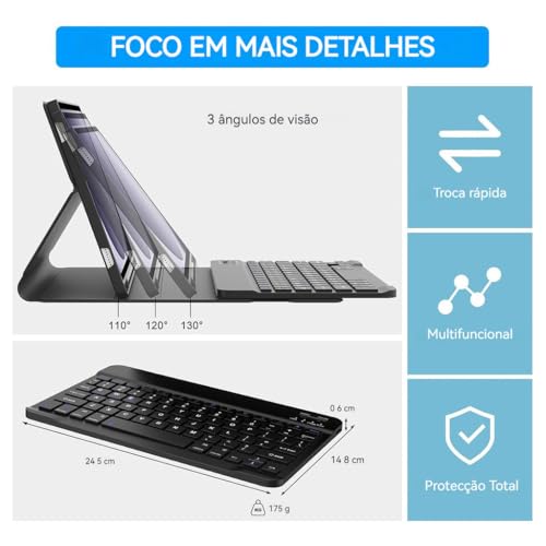 Capa Tablet + Teclado + Mouse Para iPad Air/Air2/Pro 9,7 Polegadas (cinza lavanda, Teclado comum)