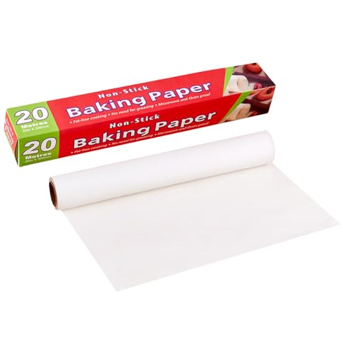 Diffaxy Papel de horno de 300 mm x 20 m, corte de papel para hornear, material apto para alimentos, ideal para la cocina gastronómica privada y profesional, un rollo