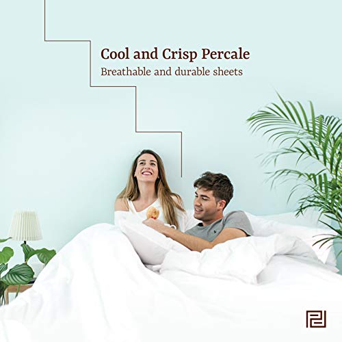 Peru Pima 415 Thread Count Percale Sheets - 100% Peruvian Pima Cotton - Hotel Luxury Quality, Extra Soft And Cooling Sheets - Ivory Solid Color - King Size - 4 Piece Bed Sheet Set #TOP1