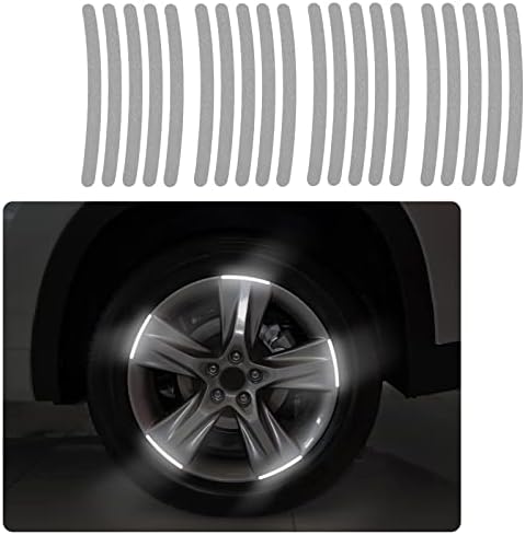 nuoozy Reflective Wheel Rim Stripe Decal Sticker for Motorcycle Car Bicycle Night Visibility Waterproof Sliver-Gray (20Pcs)