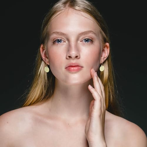 Hammered Hoop Earrings Disc Circle Sterling Silver Handmade Hypoallergenic Dangle Earrings for Women - Silver & Gold2